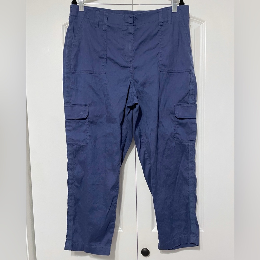 Chico’s Linen Blend Cargo Pockets Utility Pants Sz 14